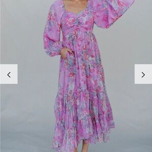 Boutique Purple Floral Midi Dress